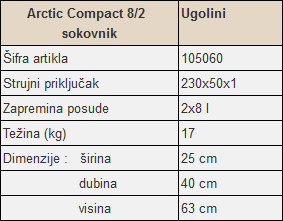 Ugolini Aparat za Limunadu Arctic Compact 8/2 sokovnik